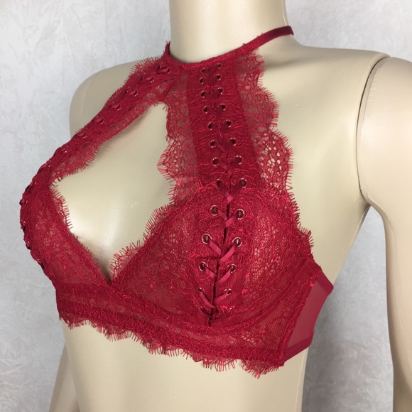 Victoria's Secret Other - Victoria’s Secret Red Lace Tie Up Bralette